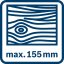 Řezání dřeva max. 155 mm. Řezání dřeva max. 155 mm.
