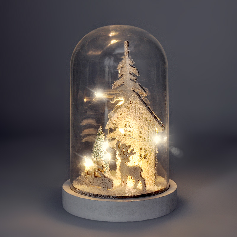 Solight 1V264 LED vánoční dekorace, zasněžená krajina s domkem, 18cm, 10x LED, 2x AAA