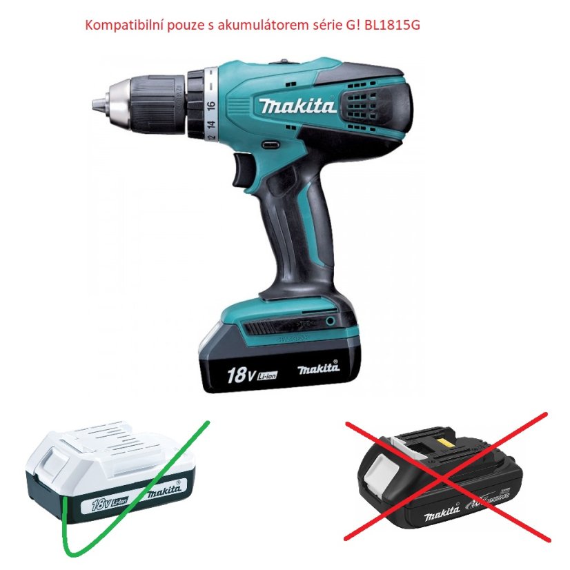 Makita DF457DWE aku šroubovák Li-ion 18V 1,5Ah