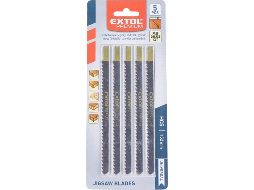 EXTOL PREMIUM 8805512 plátky do přímočaré pily 5ks, 126x4,0mm, HCS
