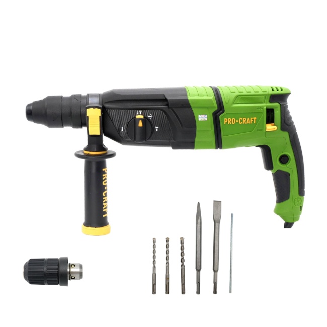 Procraftt BH1100DFR kombinované kladivo vyměnitelná hlava SDS-Plus 3,2 J 900 W