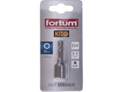 FORTUM 4741610 klíč nástrčný magnetický 1/4" stopka, 10x48mm, CrV