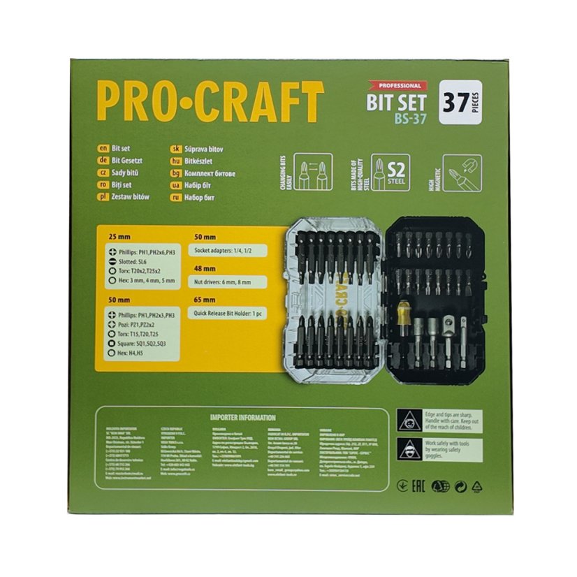 Procraft PA18ProBL aku příklepový šroubovák 20 V 2x4Ah + sada bitů
