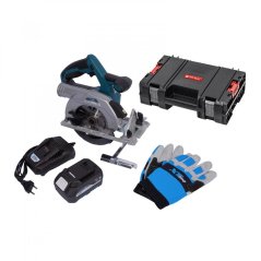 XTline XT102845-1B5B aku kotoučová pila bezuhlíková 165mm 18V + baterie 5Ah + nabíječka 3.5A + box