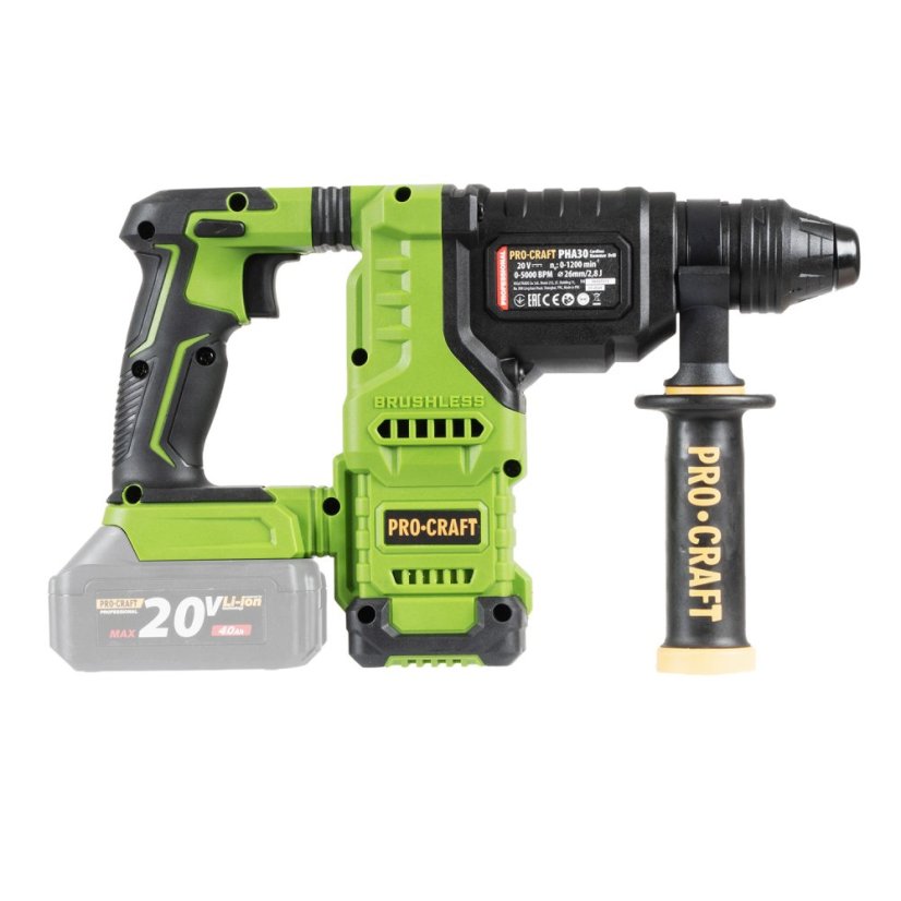 Procraft PHA30-1B aku kombinované kladivo SDS-Plus 2,8J 20V 1x4Ah