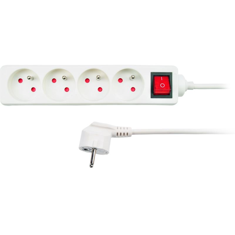 Solight PP30 prodlužovací přívod, 4 zásuvky, bílý, vypínač, 1,5m