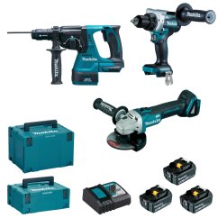 Makita DLX3202TJ aku sada DGA506+DHR243+DDF492 Li-ion LXT 18V 3x5Ah