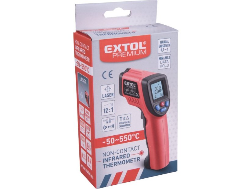 EXTOL PREMIUM 8831302 teploměr bezkontaktní IR průmyslový, -50°až 550°C, -50°až 550°C