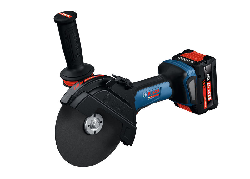 Akumulátorová úhlová bruska Bosch EXWS18V-180P s 18V baterií.