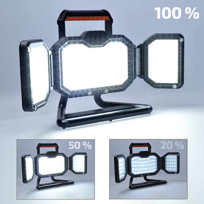 Solight WM-50W-RE LED reflektor 50W, přenosný, nabíjecí, 5000lm, oranžovo-černý