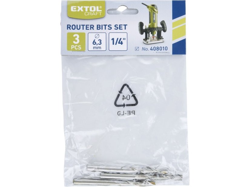 EXTOL CRAFT 44097 frézy stopkové 3ks, ? 6,35mm (1/4"), 3ks, HSS6542