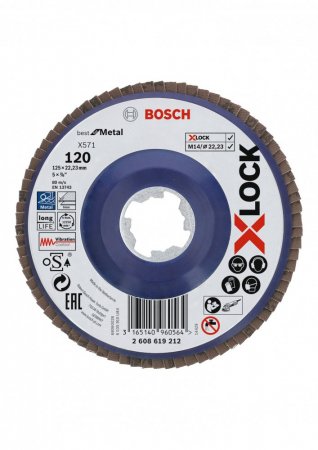 Bosch Best for Metal systému X-LOCK, rovná verze,  kotouč lamelový 125mm, , G 120, X571