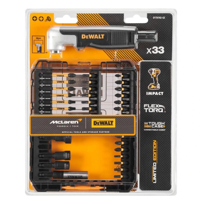 Dewalt DT70782 33 dílná sada bitů/ šroubovacích nástavců s pravoúhlým nástavcem FLEXTORQ edice McLaren