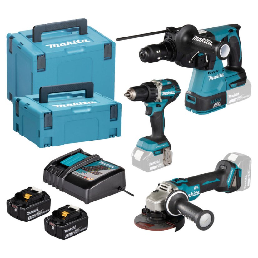 Makita DLX3195JX1 aku sada DDF484+DGA504+DHR243 Li-ion LXT 18V/5,0Ah Makita DLX3195JX1 aku sada DDF484+DGA504+DHR243 Li-ion LXT 18V/5,0Ah