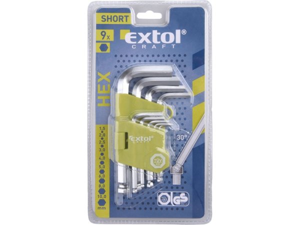 EXTOL CRAFT 66000 L-klíče IMBUS, sada 9ks, 1,5-10mm, krátké