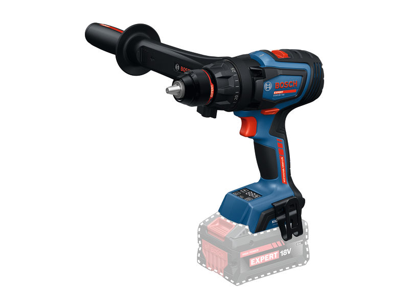 Akumulátorová vrtačka/šroubovák Bosch EXSR18V-150 s boční rukojetí.