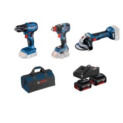 Bosch GSR 185-LI+GDX 180-LI+GWS 180-LI aku sada nářadí 18V 2x 4Ah 0615990N3P