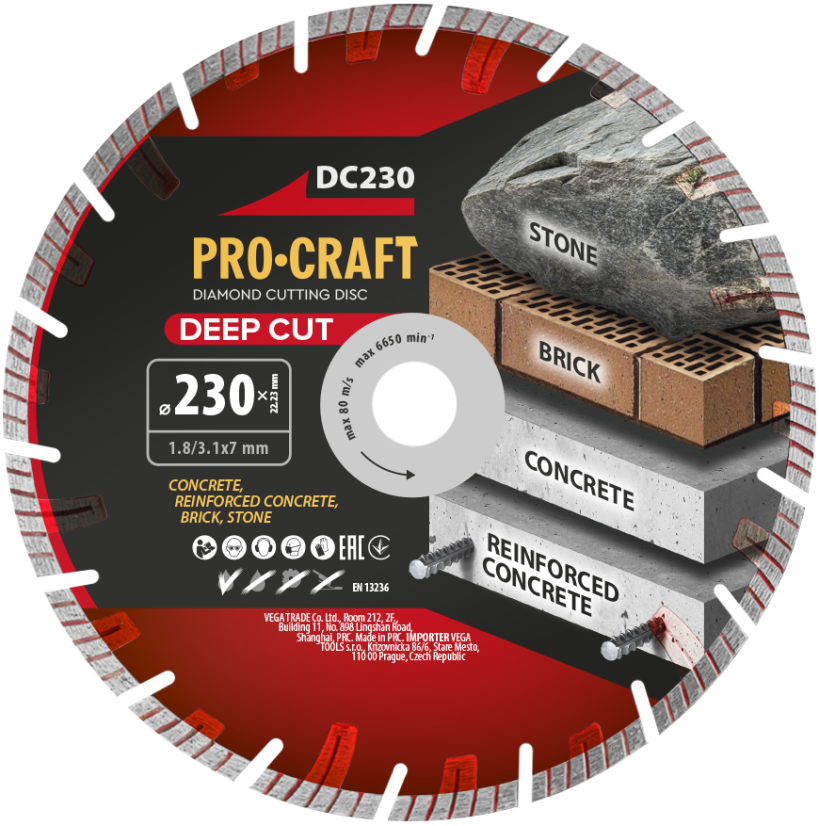 Procraft DC230 diamantový řezný kotouč Deep Cut železobeton 230mm Procraft DC230 diamantový řezný kotouč Deep Cut železobeton 230mm