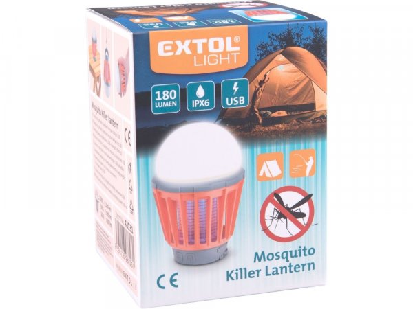 EXTOL LIGHT 43131 lucerna turistická s lapačem komárů, 180lm, USB nabíjení, 3x 1W LED