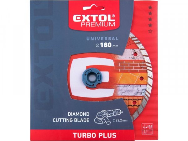 EXTOL PREMIUM 8803034 kotouč diamantový řezný TURBO PLUS - suché i mokré řezání, O 180x22,2x2,8mm