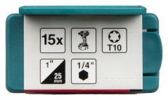 Makita E-25937 torzní bit T10 Impact Premier (C-form) 25mm 15 ks