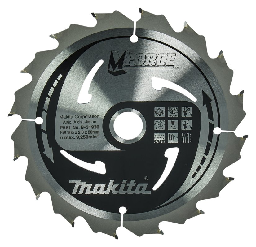 Makita B-31930 kotouč pilový dřevo MFORCE 165x2x20mm 16Z = old B-07901 Makita B-31930 kotouč pilový dřevo MFORCE 165x2x20mm 16Z = old B-07901