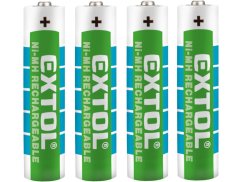 EXTOL ENERGY 42060 baterie nabíjecí, 4ks, AAA (HR03), 1,2V, 1000mAh, NiMh