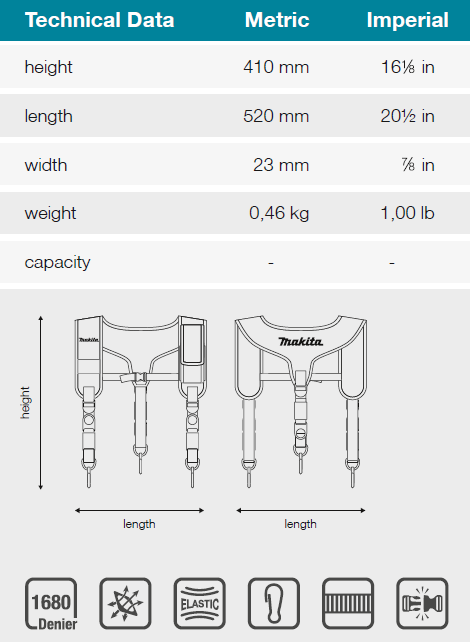 Makita E-15372 kšandy s držákem na mobil 520x23x410mm=E-05393
