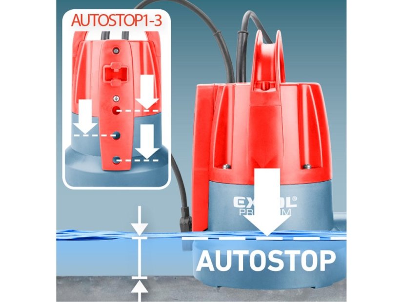 EXTOL PREMIUM 8895014 čerpadlo ponorné, pro čerpání do sucha, 400W