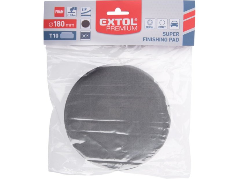 EXTOL PREMIUM 8804501 kotouč leštící pěnový, T10, černý, ?180x30mm, suchý zip ?150mm