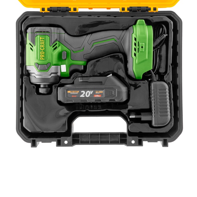 Procraft PS25-1B-C aku rázový utahovák 1/4" Hex 230 Nm 20 V 1x2Ah