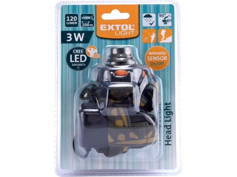 EXTOL LIGHT 43104 čelovka 120lm CREE s IR čidlem, CREE 3W XPE LED