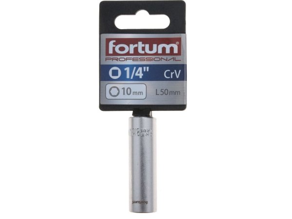 FORTUM 4701523 hlavice nástrčná prodloužena 1/4", 10mm, L 50mm