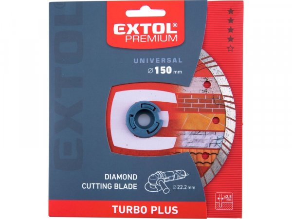EXTOL PREMIUM 8803033 kotouč diamantový řezný TURBO PLUS - suché i mokré řezání, O 150x22,2x2,5mm