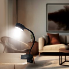 Solight WO3001-B LED stolní nabíjecí lampička, 2W, 210lm, 3CCT, černá, clip