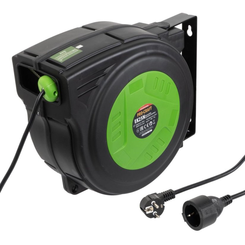 Procraft EK25N samonavíjecí prodlužovací kabel, buben 25m + 1m