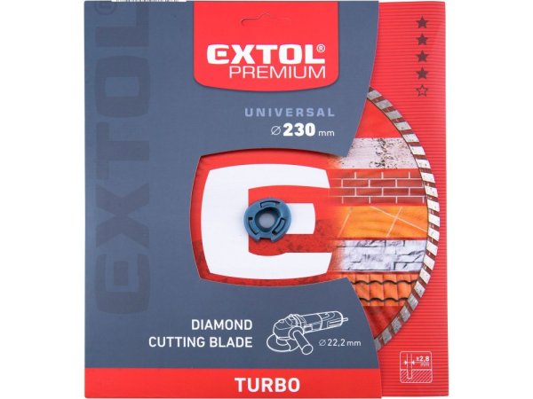 EXTOL PREMIUM 108755 kotouč diamantový řezný, turbo - suché i mokré řezání, O 230x22,2x2,8mm