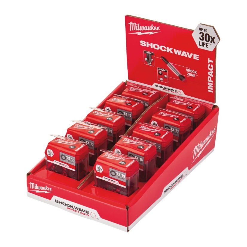 Milwaukee šroubovací bity TX15x25mm Shockwave 25ks 4932430873