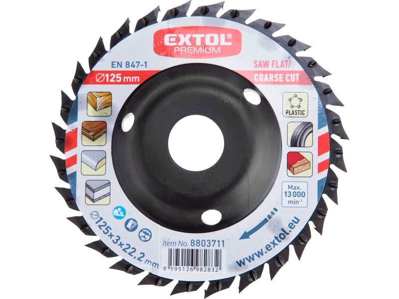 EXTOL PREMIUM 8803711 kotouč rašplový/pilový na dřevo 125x3x22,2, hrubý
