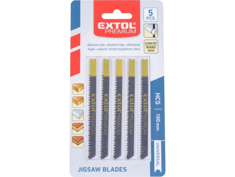 EXTOL PREMIUM 8805505 plátky do přímočaré pily 5ks, 75x2,5mm, HCS