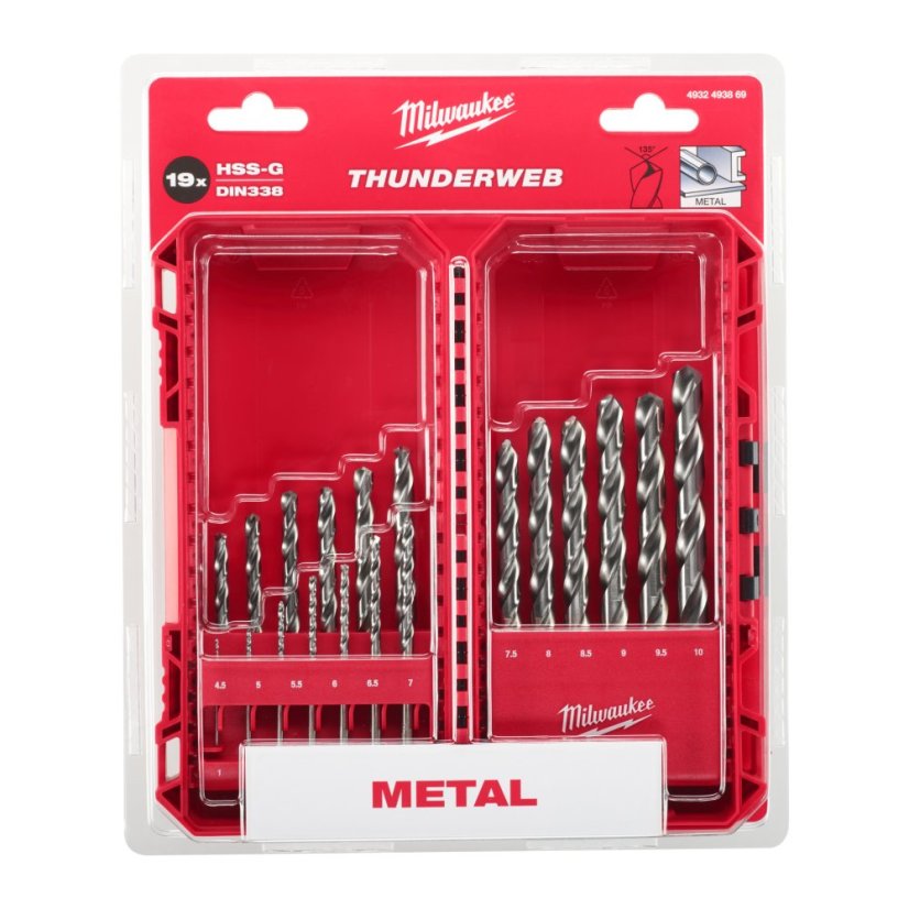Milwaukee sada vrtáků THUNDERWEB HSS-G 19 ks 4932493869