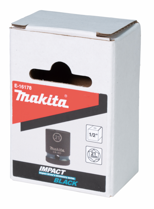 Makita E-16178 klíč nástrčný 1/2", čtyřhran, IMPACT BLACK, 21mm Makita E-16178 klíč nástrčný 1/2", čtyřhran, IMPACT BLACK, 21mm