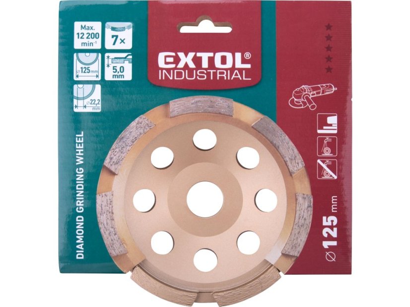 EXTOL INDUSTRIAL 8703112 kotouč diamantový brusný jednořadý, O 125x22,2mm