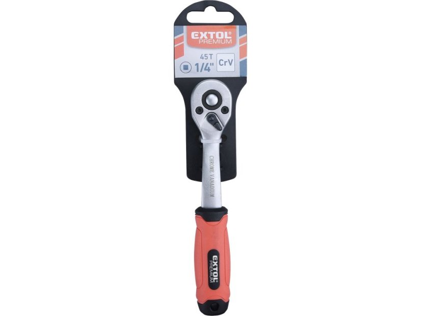 EXTOL PREMIUM 8816454 ráčna tvarovaná, 45 zubů, 1/4", L 153mm, Crv
