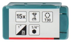 Makita E-25971 torzní bit řady Impact Premier (C-form) T30-25mm, 15 ks