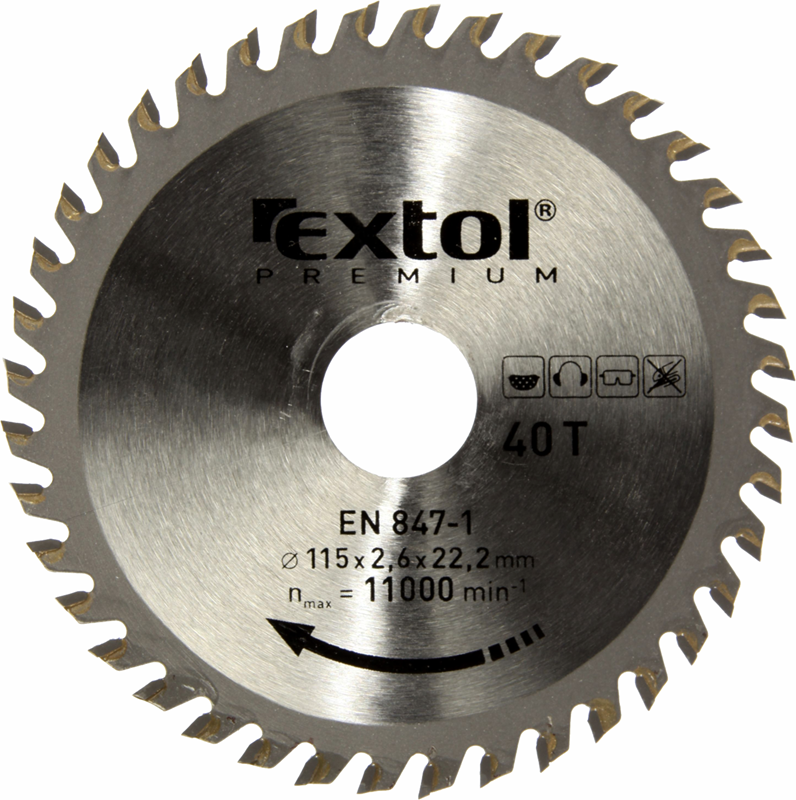 Extol kotouč pilový s SK plátky, 115x1,3x22,2mm, 40 zubů Extol kotouč pilový s SK plátky, 115x1,3x22,2mm, 40 zubů