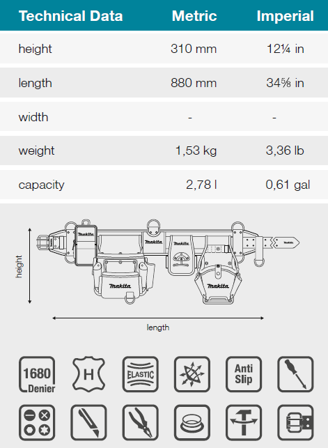 Makita E-15235 široký pás s kapsami 880x170x310mm=oldE-05175