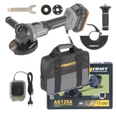 Procraft Industrial AG125A-1B-F aku úhlová bruska 125 mm 20 V 1x4Ah (Taška)