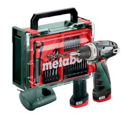 Metabo 600080710 PowerMaxx BS Basic Set aku vrtací šroubovák 12V 2x2Ah + 41 dílna sada vrtáků a bitů