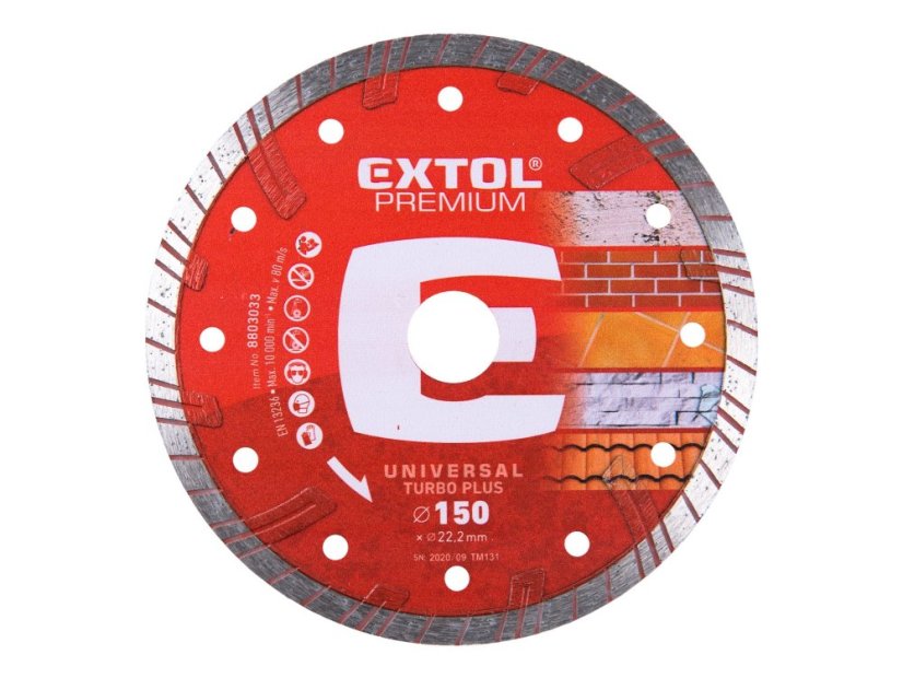 EXTOL PREMIUM 8803033 kotouč diamantový řezný TURBO PLUS - suché i mokré řezání, O 150x22,2x2,5mm